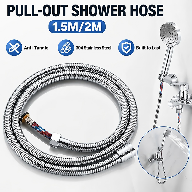 Flexible Hose Braided - 1,5M/2M Edelstahl Geflochtener Duschschlauch Hochdruck Explosionsgeschützter