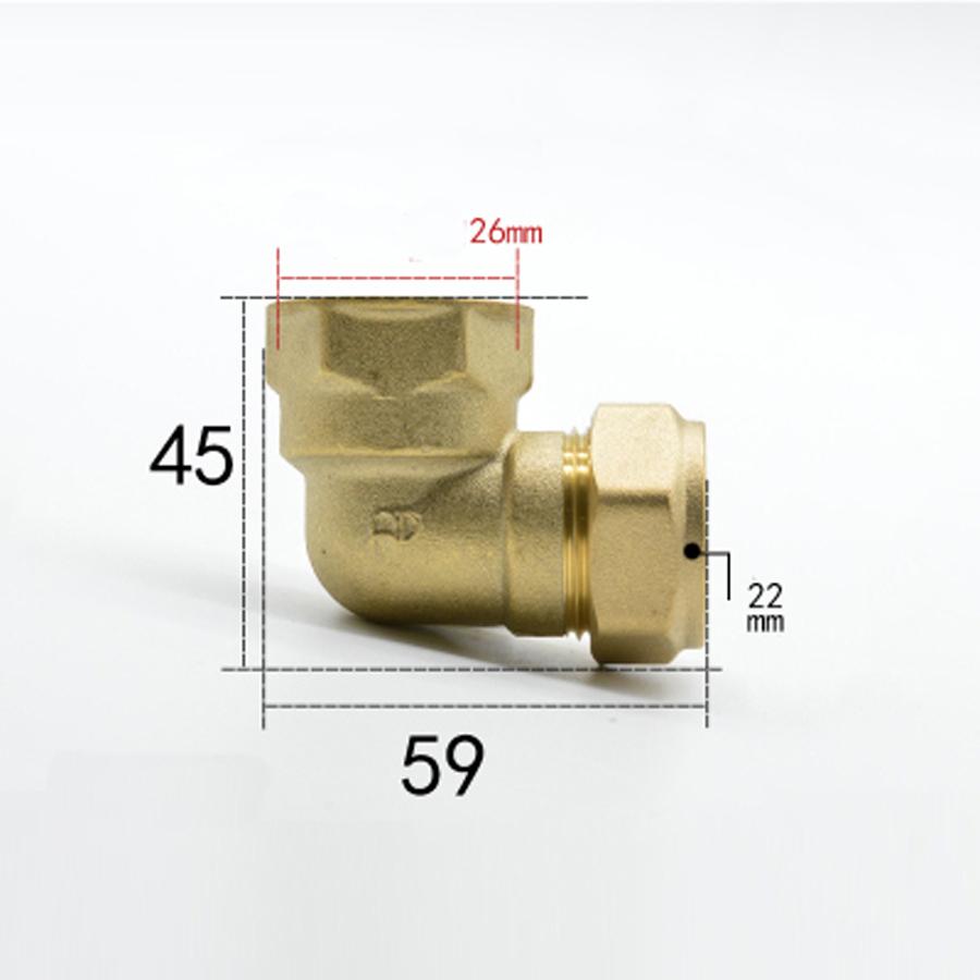 Compression Fitting Brass - Fit Rohr OD 22mm x 3/4